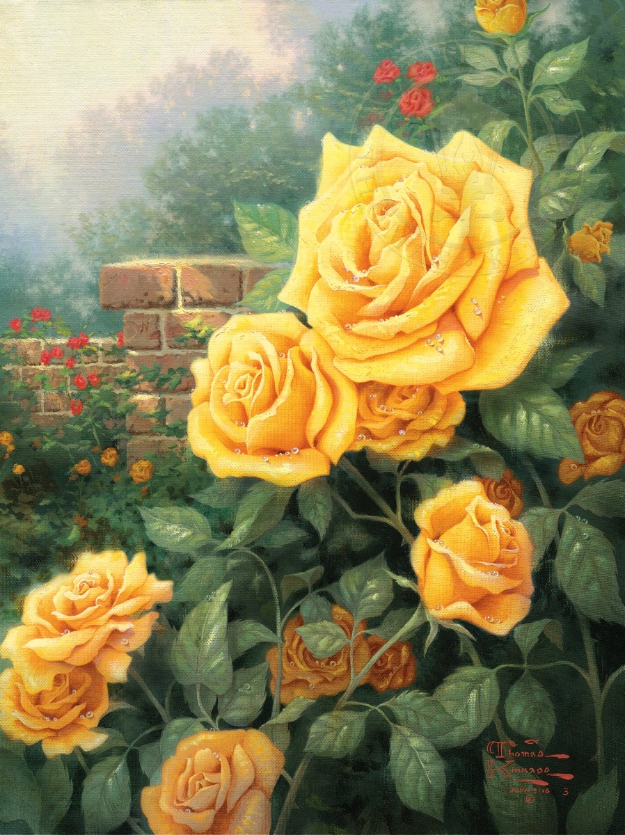 898x1200 Perfect Yellow Rose, A Limited Edition Art The Thomas Kinkade - Rose Painting Images