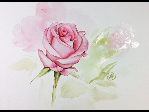 480x360 Watercolor Rose Painting Demonstration - Rose Painting Images