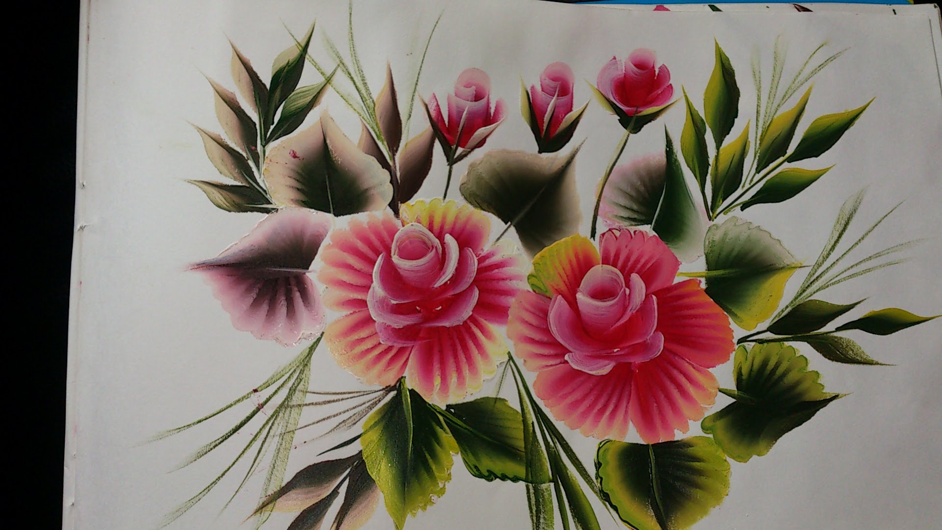 1920x1080 Painting One Stroke Painting Cabbage Rose Painting Leisha's Galaxy - Rose Painting Images