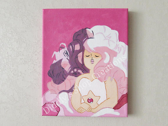 570x428 Rose Quartz Steven Universe Inspired Hand Painted Acrylic - Rose Quartz Painting