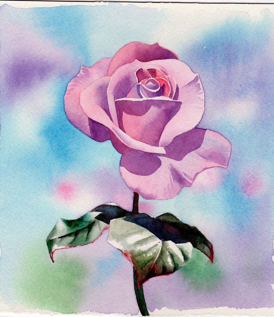 909x1050 Watercolour Painting Demonstration - Rose Watercolor Painting