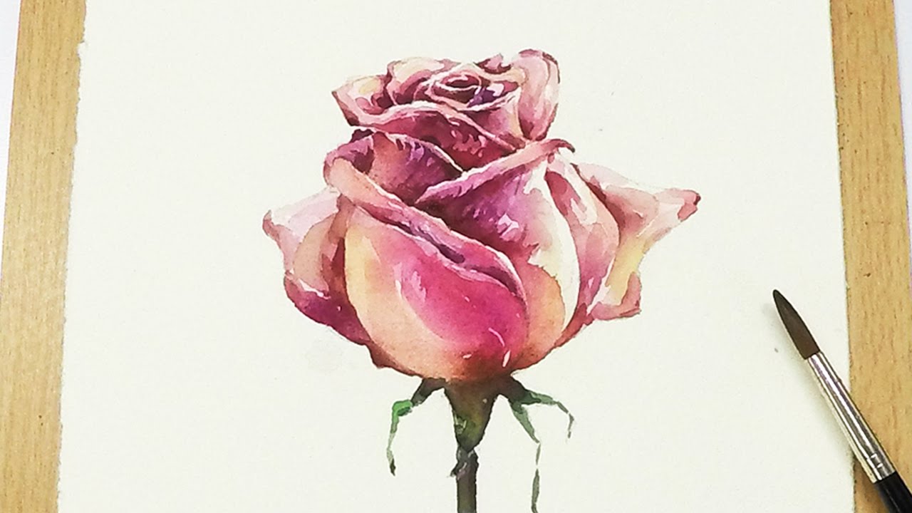 1280x720 Lvl5] How To Paint A Rose In Watercolor - Rose Watercolor Painting