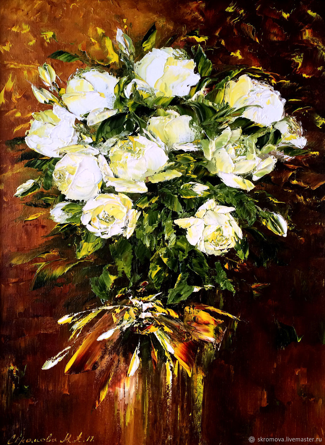 1094x1500 Oil Painting White Rose Shop Online On Livemaster With Shipping - Rose White Painting