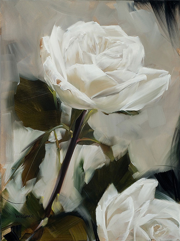 747x1000 Floral Paul Van Ginkel - Rose White Painting