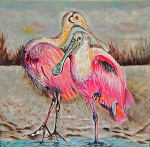 300x295 Roseate Spoonbill Paintings Fine Art America - Roseate Spoonbill Painting