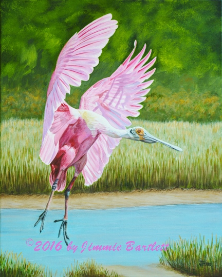 432x540 Jimmie's Art New Acrylic Painting - Roseate Spoonbill Painting