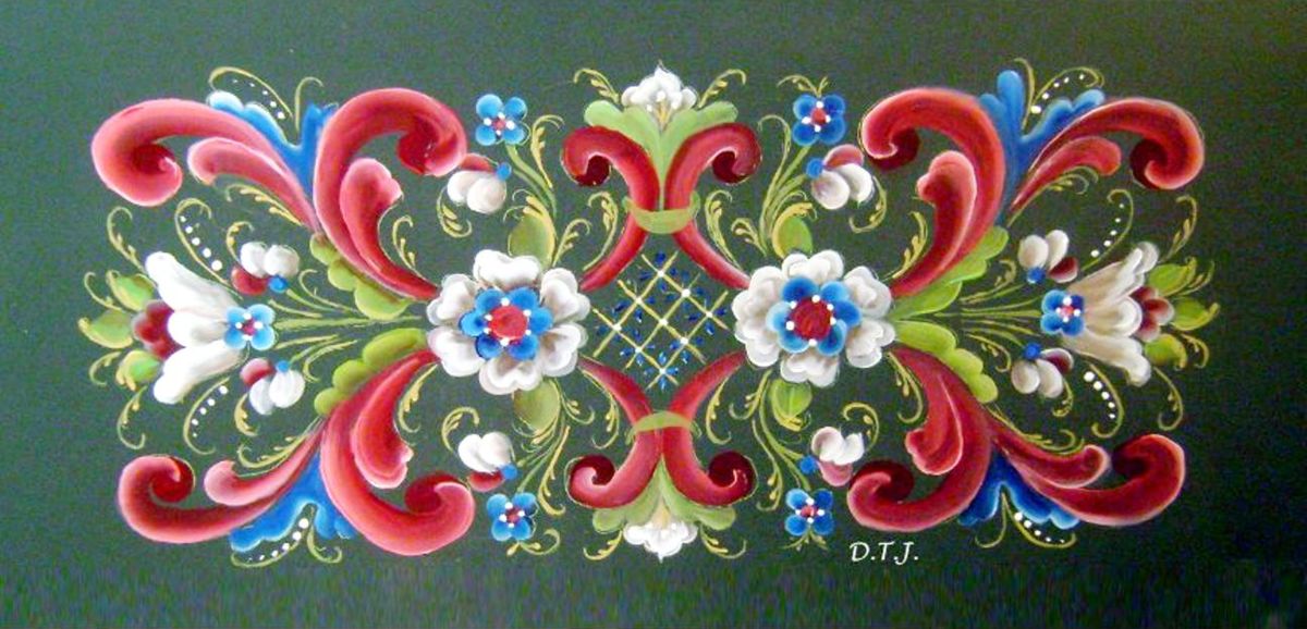 1200x578 Rogalund Style Rosemaling.jpg (Dawna Taylor Jones) - Rosemaling Painting