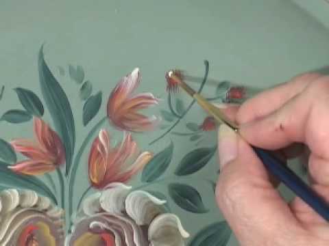 480x360 Rosemaling Valdres Florals - Rosemaling Painting
