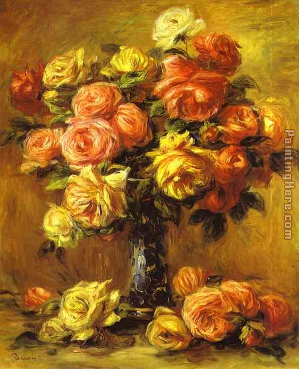 593x732 Pierre Auguste Renoir Roses In A Vase Painting Anysize 50% Off - Roses In A Vase Painting