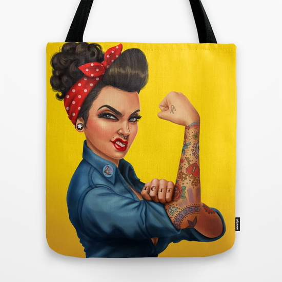550x550 Rosie The Riveter Tote Bag By Pinupbombshells Society6 - Rosie The Riveter Original Painting