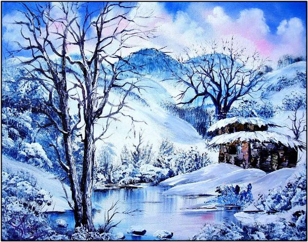 600x472 Buy Bob Ross Snowy Day 85950 Painting And Bob Ross Snowy Day 85950 - Ross Oil Painting