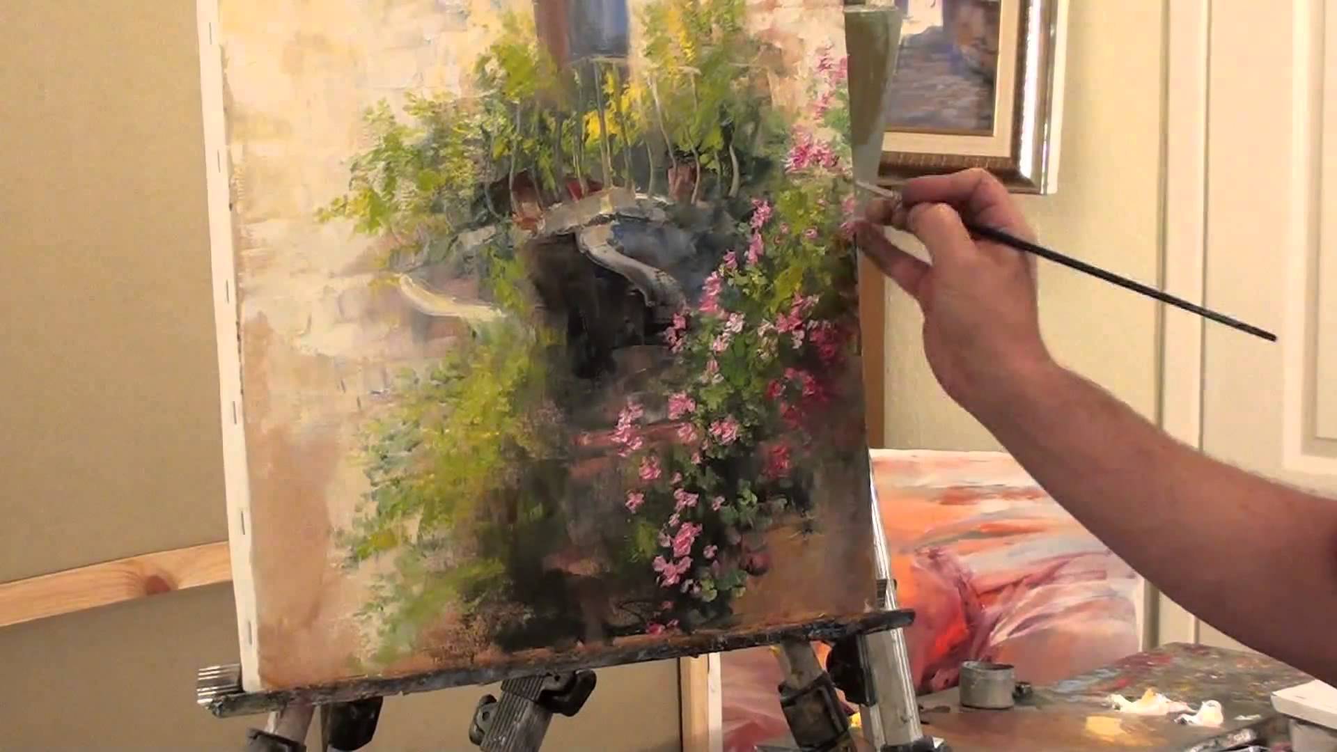 1920x1080 New Oil Painting Bob Ross Sakharov Wrote Balcony, Flowers - Ross Oil Painting