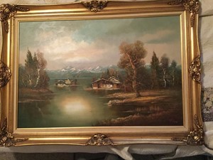 300x225 The Clock Shop. H Ross Landscape Oil Painting - Ross Oil Painting