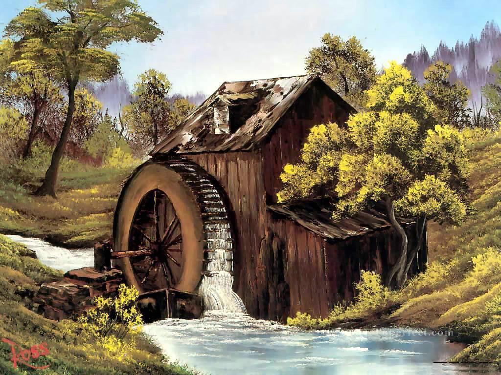 1024x768 The Old Mill Style Of Bob Ross Painting In Oil For Sale - Ross Oil Painting