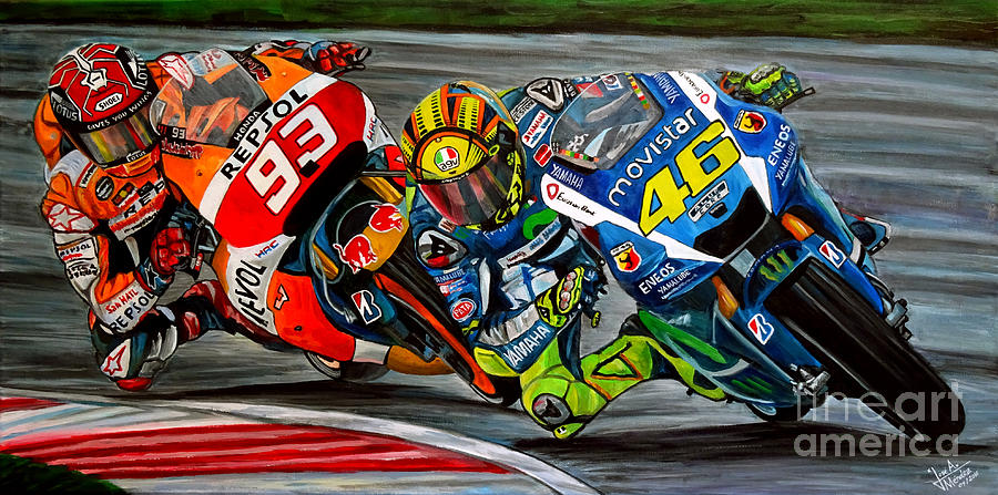 900x447 Rossi Vs Marquez Painting By Jose Mendez - Rossi Painting