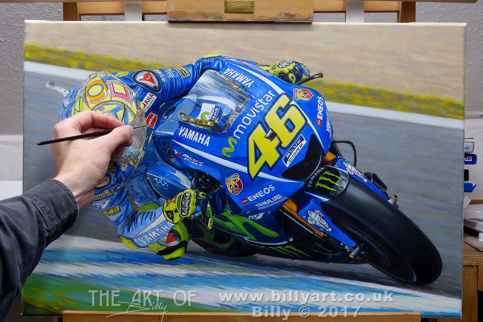 1600x1069 Valentino Rossi 2017 Yamaha Motogp Oil Painting Update. Detail - Rossi Painting