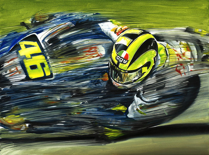 700x520 Valentino Rossi Original Oil Painting On Canvas Signed By Artist - Rossi Painting