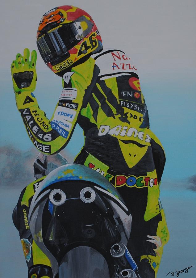 635x900 Valentino Rossi Painting By Desmond George - Rossi Painting