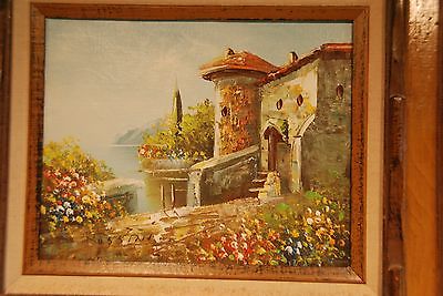 400x267 Vintage Framed Outdoor Town Scene Oil Painting By Listed Artist - Rossini Oil Painting