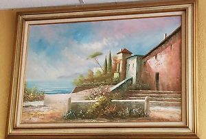 300x203 Vintage Oil Painting On Canvas Signed By 20th Century Italian - Rossini Oil Painting