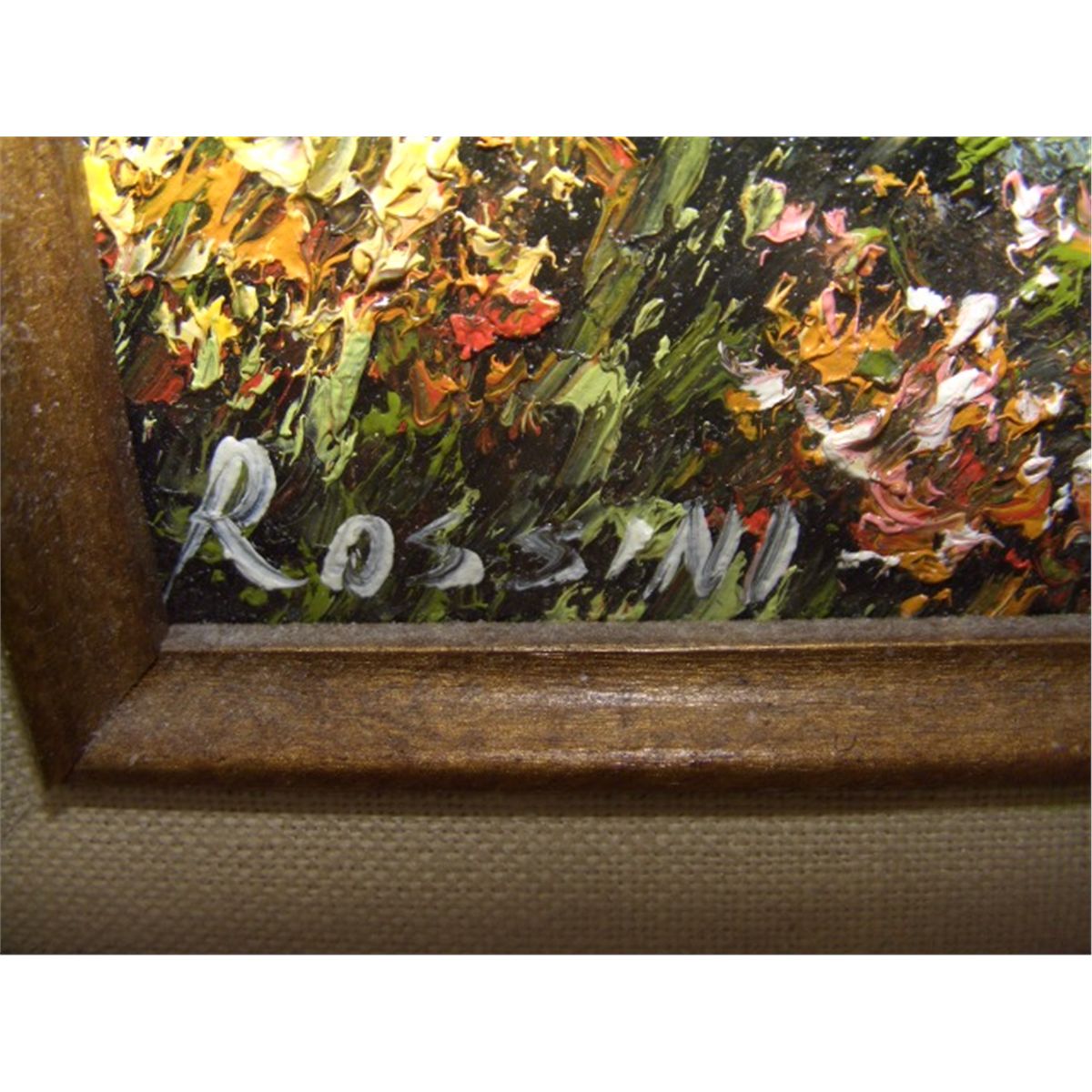 1200x1200 Oil Painting Of Italian Harbor Villa Scene, Signed Rossini 13 12 - Rossini Oil Painting