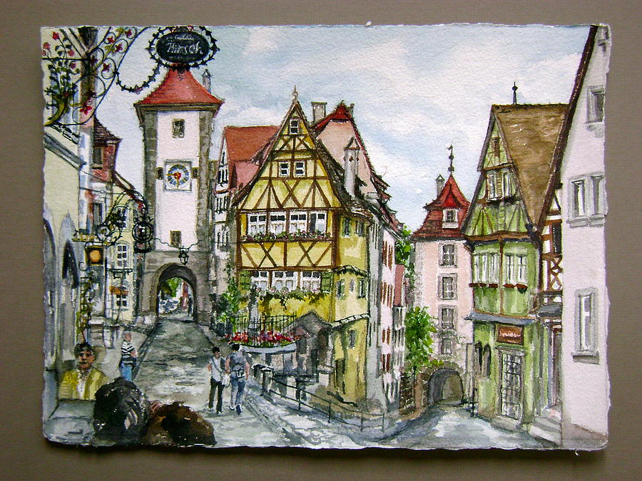 900x675 Rothenburg Germany Painting By Laurel Fredericks - Rothenburg Painting