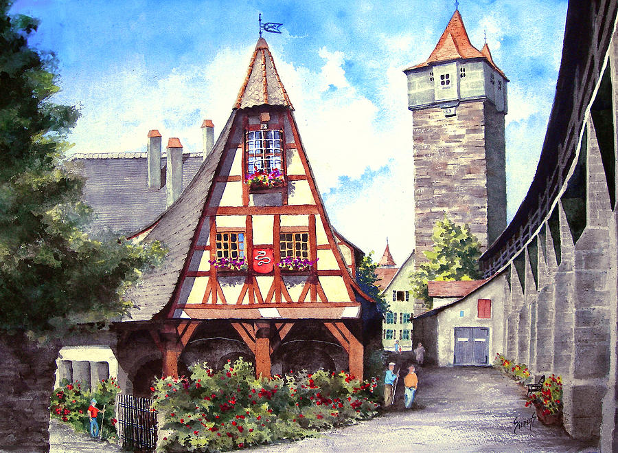 900x659 Rothenburg Memories Painting By Sam Sidders - Rothenburg Painting