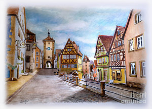 300x216 Rothenburg Painting By Claudio Osorio - Rothenburg Painting