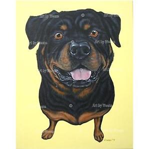 300x299 Rottweiler Painting Original Art Dog Picture Pet Portrait Ebay - Rottweiler Painting