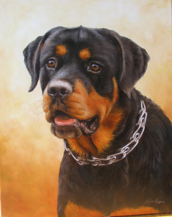 715x900 Rottweiler Painting By Helen Lee Meyers - Rottweiler Painting