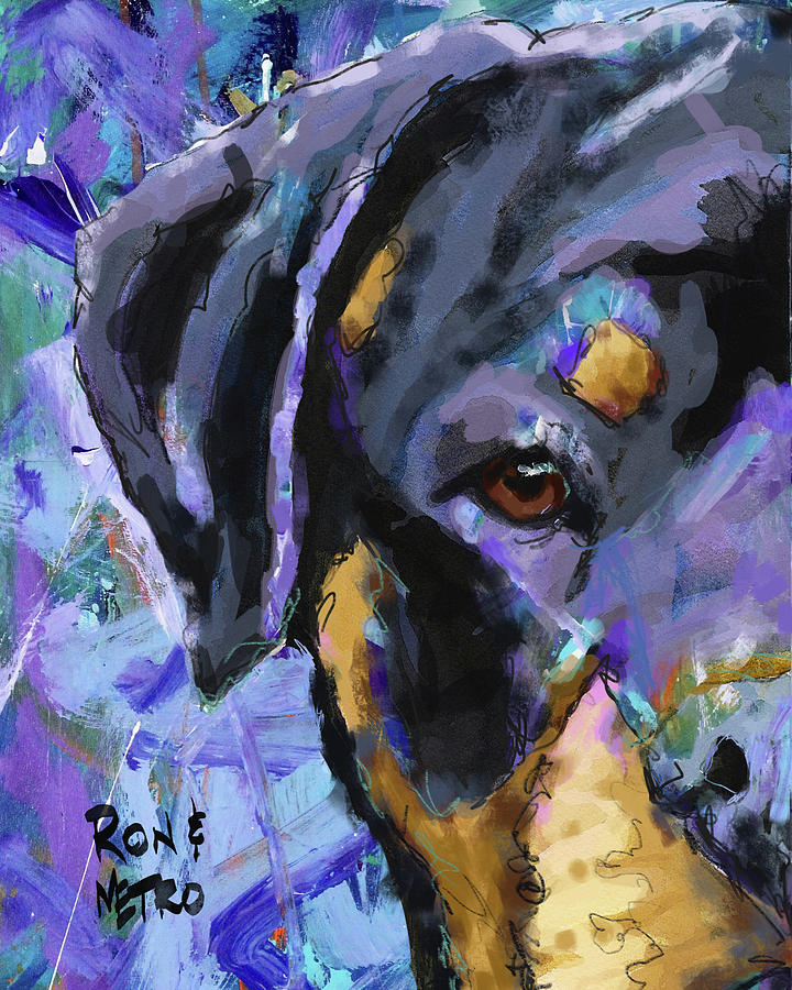 720x900 Rottweiler Painting By Ron And Metro - Rottweiler Painting