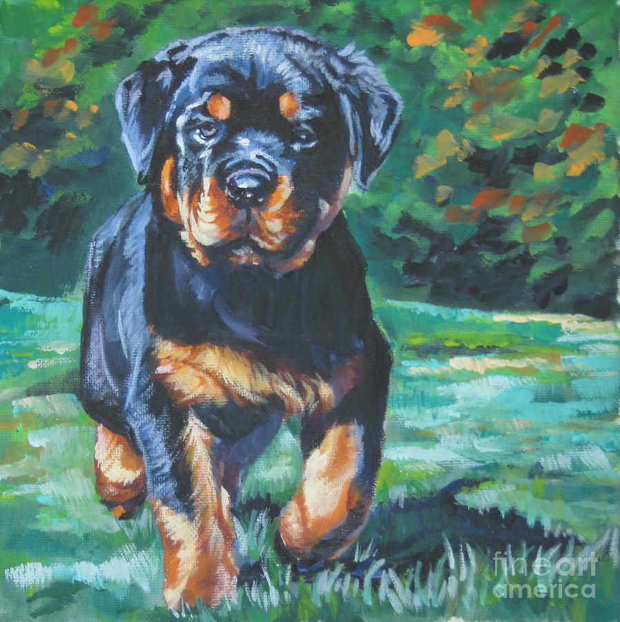 898x900 Rottweiler Pup Painting By Lee Ann Shepard - Rottweiler Painting