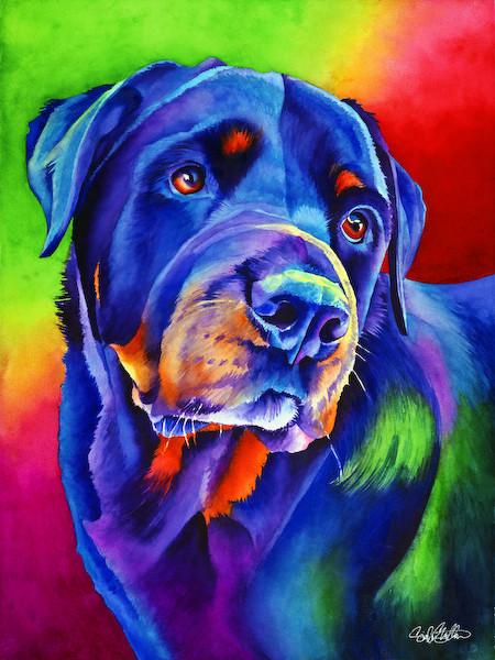 450x600 Thor Signed Print From Original Watercolor Rottweiler Dog - Rottweiler Painting