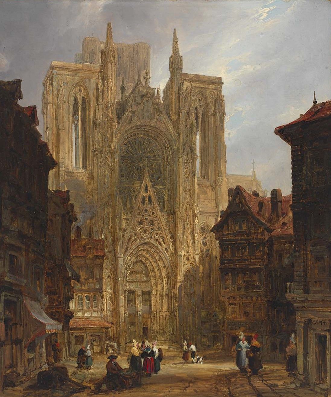1097x1315 Rouen Cathedral Painting David Roberts Oil Paintings - Rouen Cathedral Painting