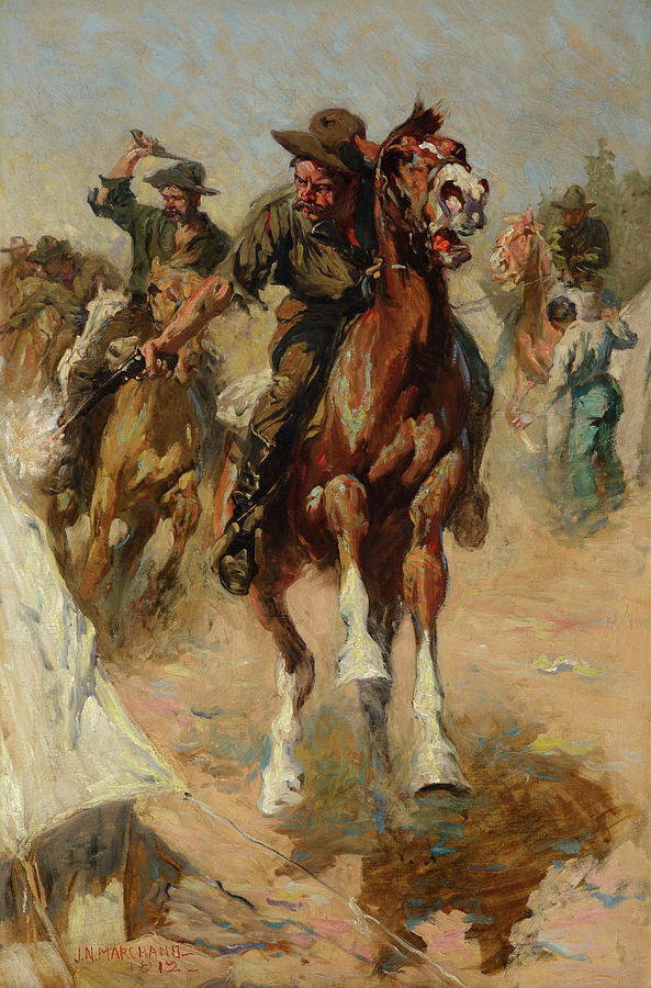 593x900 Rough Riders Painting By John Marchand - Rough Painting