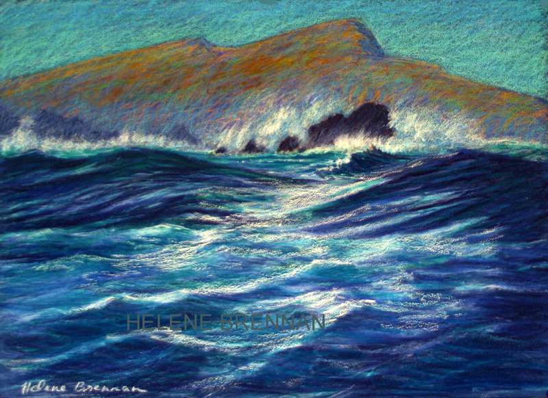 800x582 Rough Sea With Sleeping Giant Painting Oil Pastel - Rough Painting