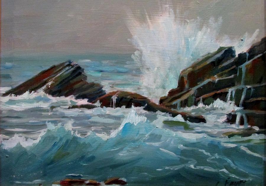 900x631 Rough Water Painting By Linda Emerson - Rough Painting