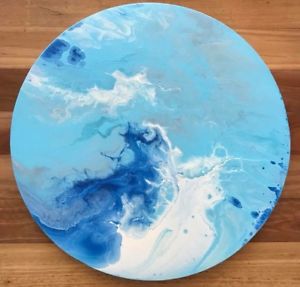 300x287 Modern Original Abstract Canvas Painting Round Canvas Blue Dee'S - Round Canvas Painting