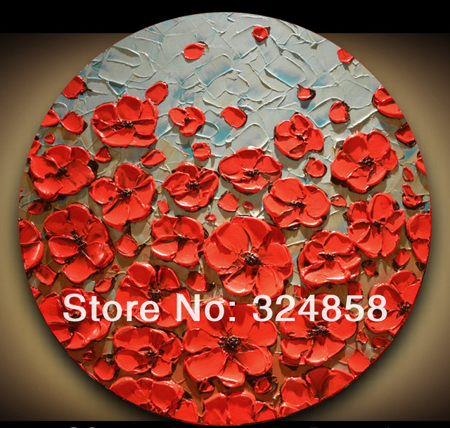 640x609 Original Framed Round Canvas Painting Abstract Modern White - Round Canvas Painting