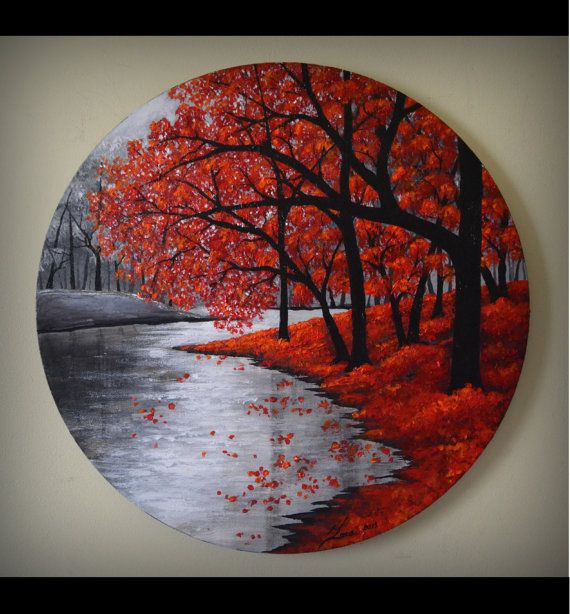 570x614 Original Painting, Small Canvas Wall Art Decor, Kids Room Art - Round Canvas Painting