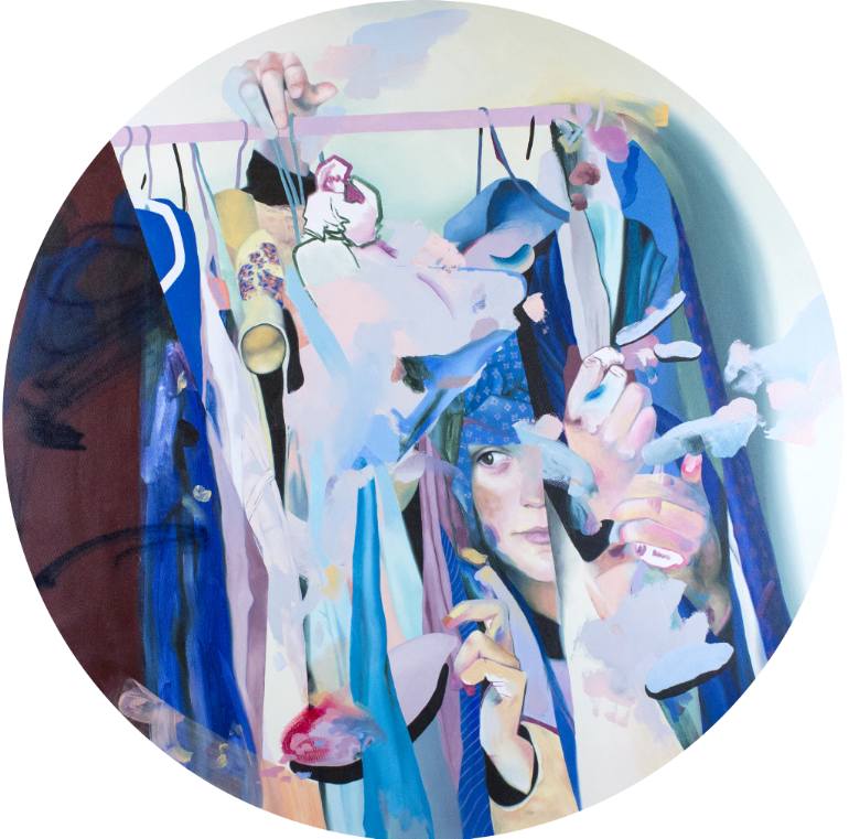770x761 Saatchi Art Lost In Thought (Round Canvas) Painting By Andrea Castro - Round Canvas Painting