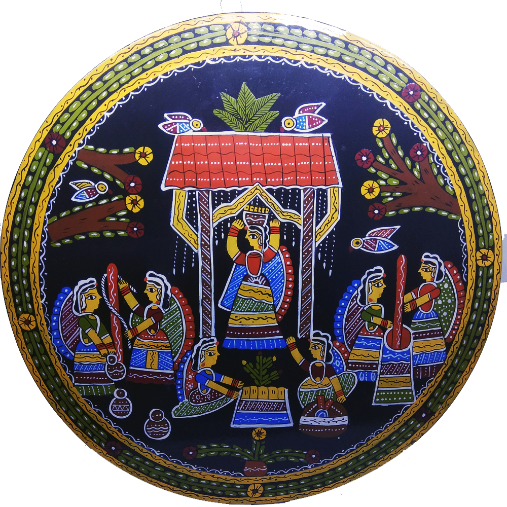 1000x1000 Tikuli Artmadhubani Paintingdying Craft Of Biharindian Craft - Round Painting