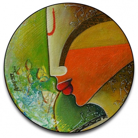 445x445 Untitled Round By Artist Anupam Pal Figurative Art Acrylic - Round Painting