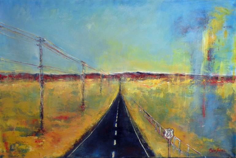 770x515 Saatchi Art Highway Route 66 36x24 Painting By Benwill Studio - Route 66 Painting