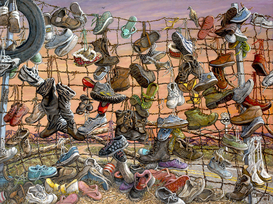 900x675 Walking Route 66 Painting By Janet Kruskamp - Route 66 Painting