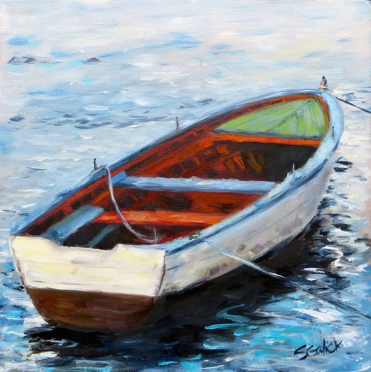 530x532 New Painting - Row Boat Painting