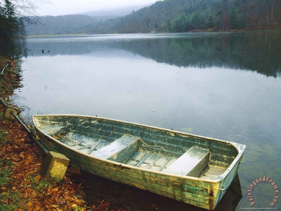960x720 Raymond Gehman Old Rowboat On The Shore Of Douthat Lake In Rain - Row Boat Painting