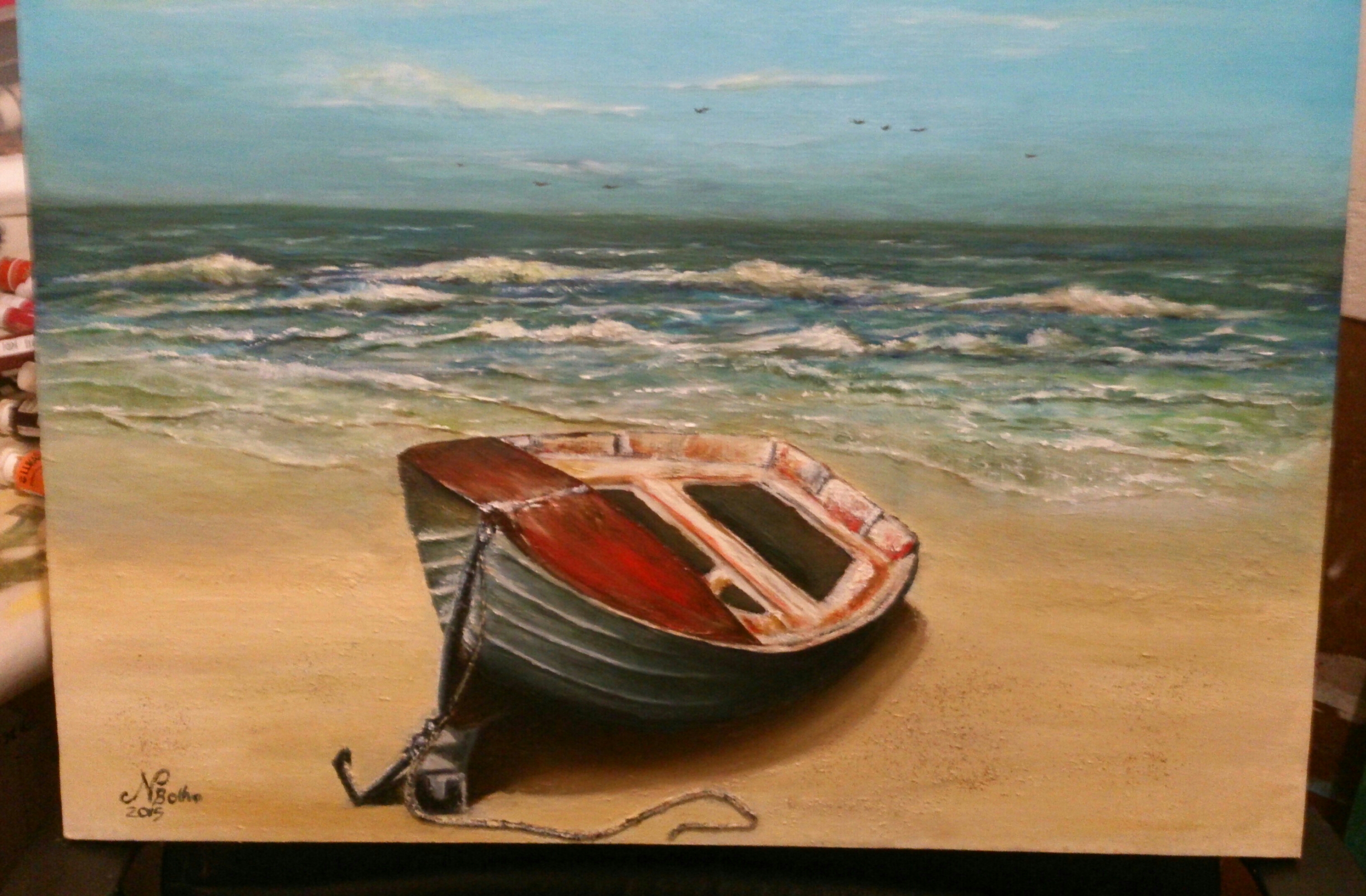 3290x2159 Row Boat On Sunny Shore Niklaas 1989 Foundmyself - Row Boat Painting