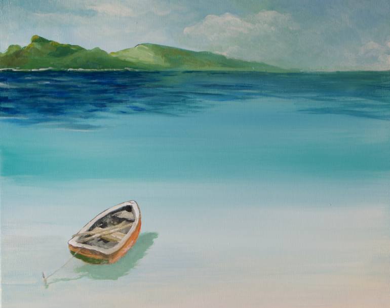 770x609 Saatchi Art Row Boat Painting By Rami Levinson - Row Boat Painting