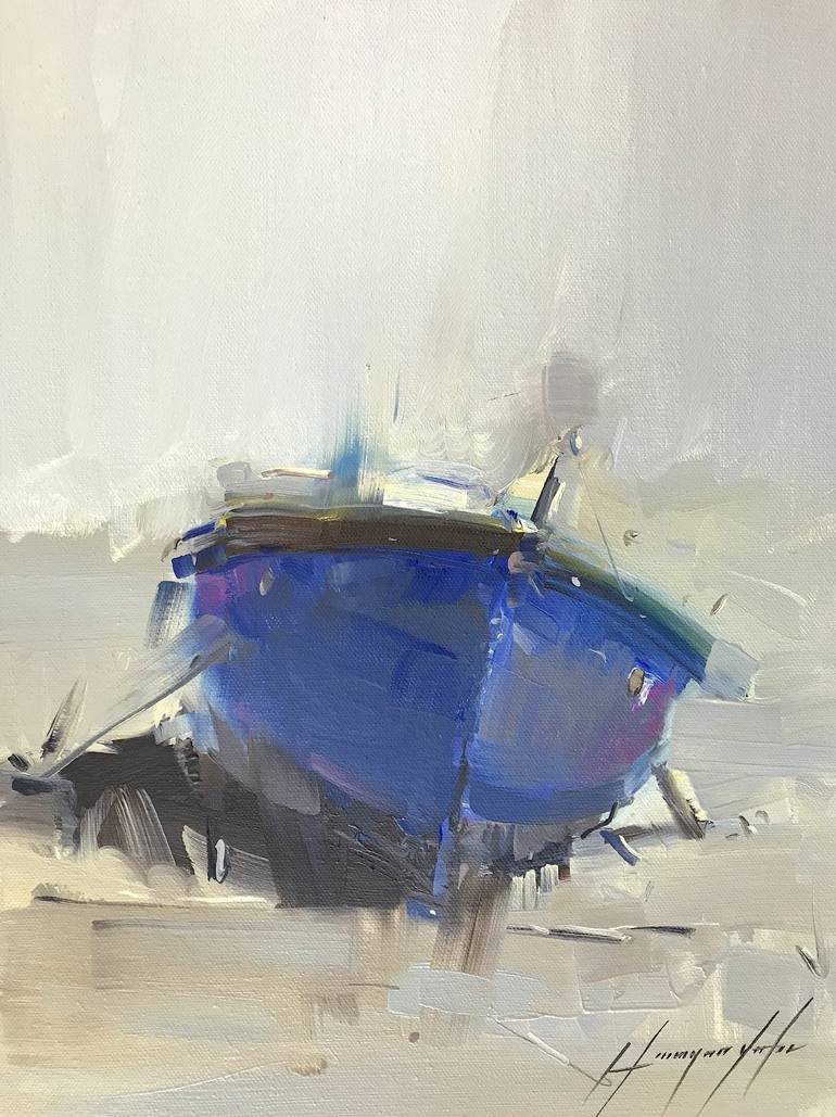 770x1029 Saatchi Art Rowboat, Oil Painting On Canvas, Signed Painting By - Row Boat Painting